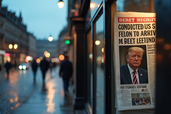 Scottish Front Page Goes Viral as Trump Arrives Amidst Controversy