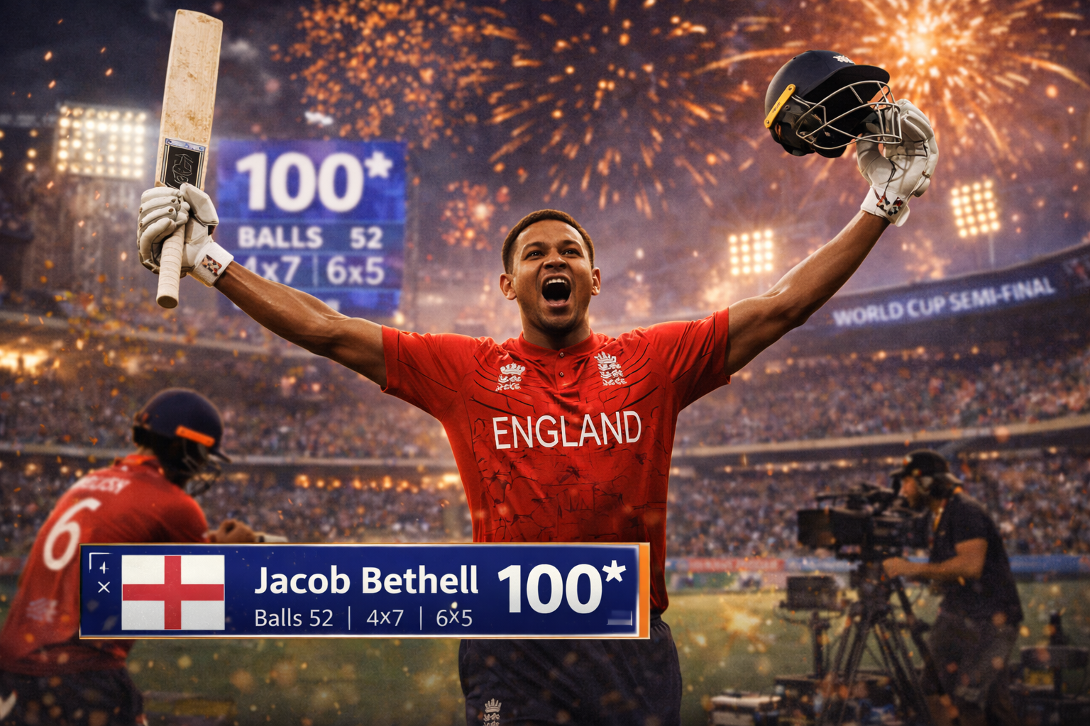 Jacob Bethell Shatters Records with Stunning Century in T20 World Cup Semi Final Thriller