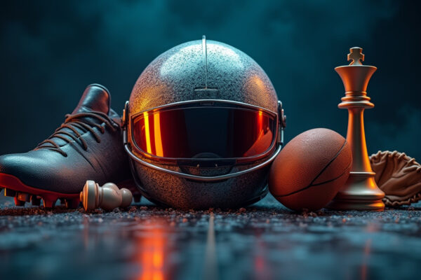 Sports newsroom buzzing with activity showcasing diverse global sports coverage on multiple screens and focused journalists