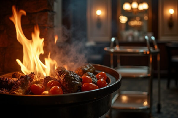 Cinematic wide angle shot of a sophisticated and bustling London restaurant interior representing the exciting new dining experiences opening in March 2026