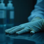 Cinematic wide angle shot of a sterile dimly lit medical clinic symbolizing the serious and rapidly evolving meningitis outbreak in Canterbury